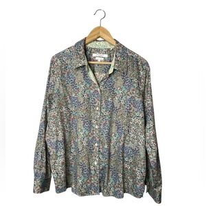 Foxcroft Floral Wrinkle Free Shaped Button Up Shirt Plus Size 18P